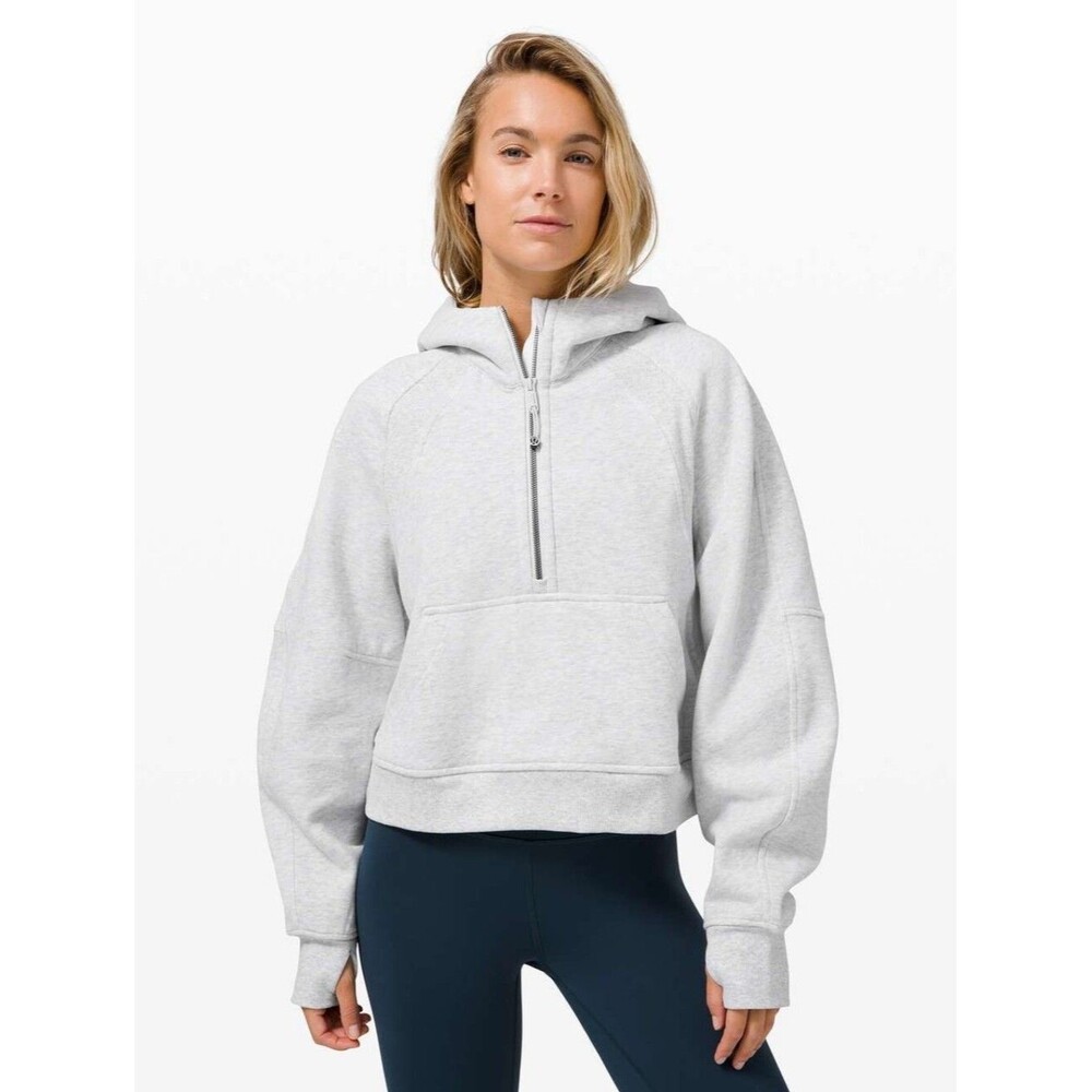Lululemon Light Gray Scuba Half-Zip Hoodie XS/S Heathered Core Ultra Light Grey
